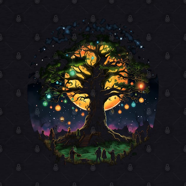 The Party Tree by Night - Whimsical - Fantasy by Fenay-Designs